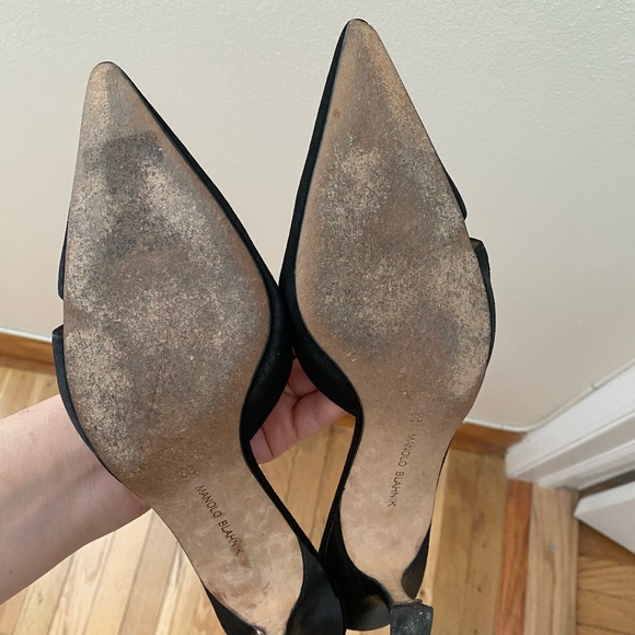 Manolo Blahnik Black Heels with Kitten Heel Mules Bely 50 Suede 38 8 7.5 - Picture 4 of 15